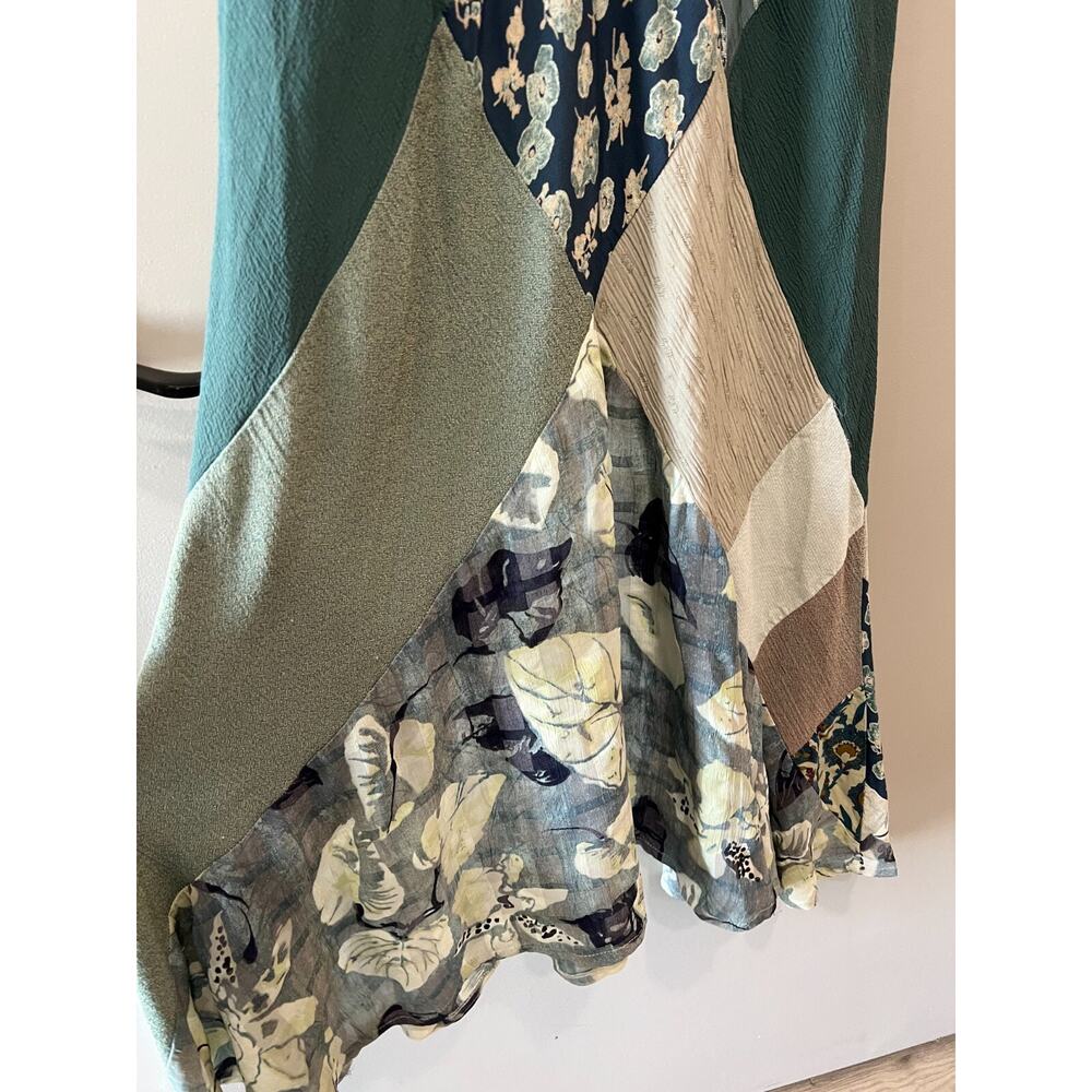 VTG Donna Jessica Asymmetric Multicolor Textured Patchwork Dress Romantic Sz-M - Picture 11 of 13
